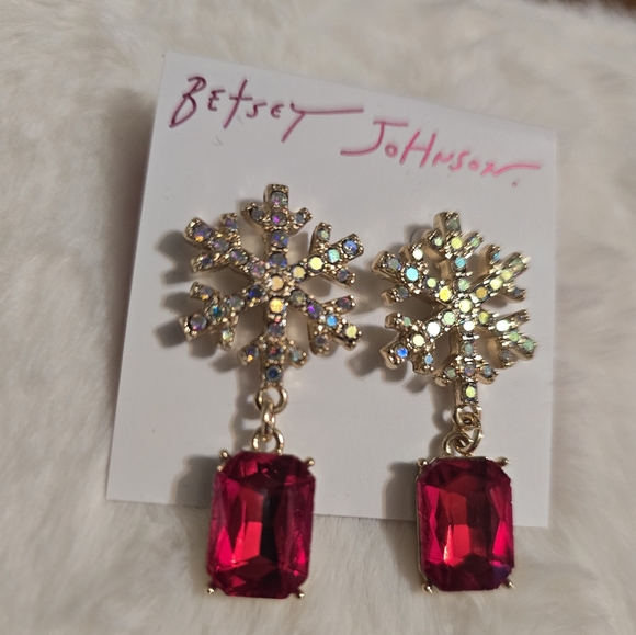 Betsey Johnson Snowflake Earrings - Picture 2 of 2